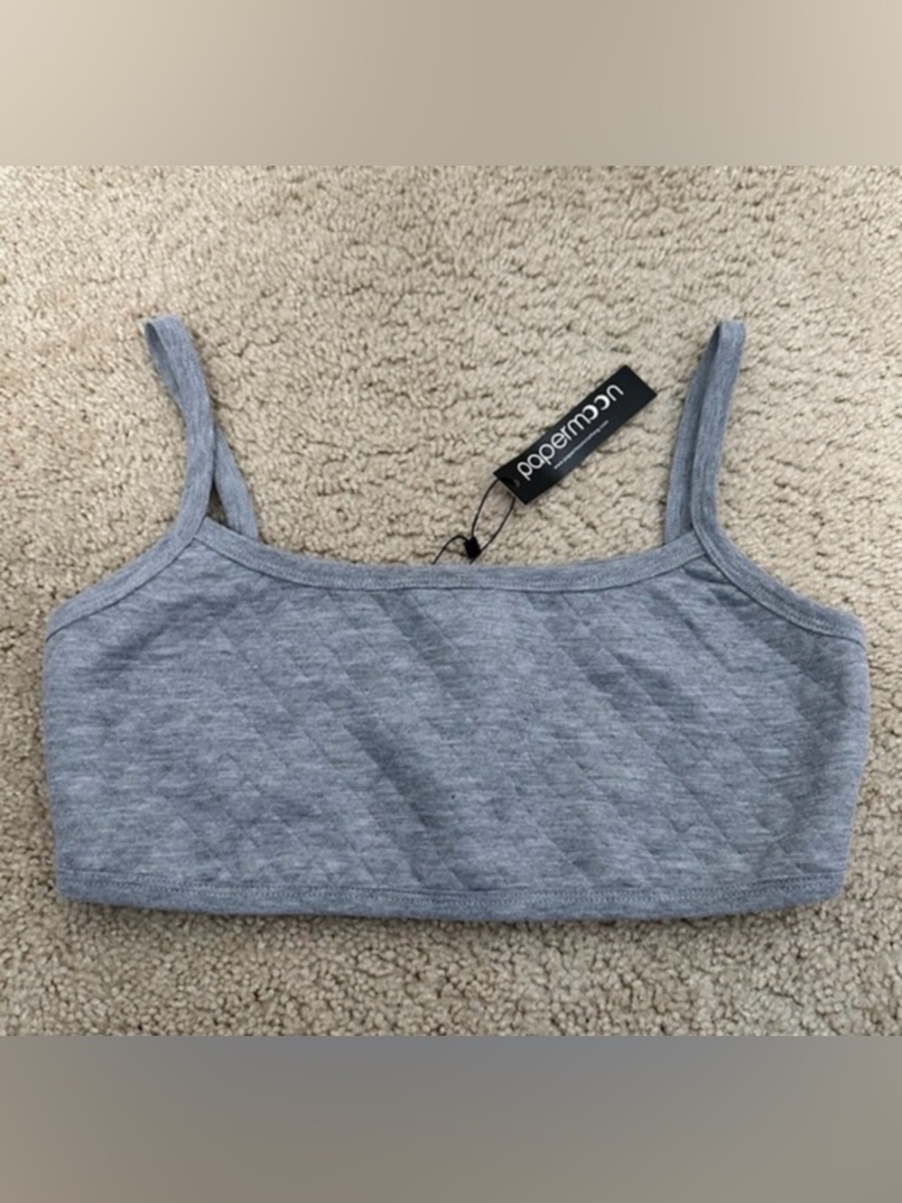Papermoon Quilted Bralette Tank Top in Gray Size‎ Large NWT